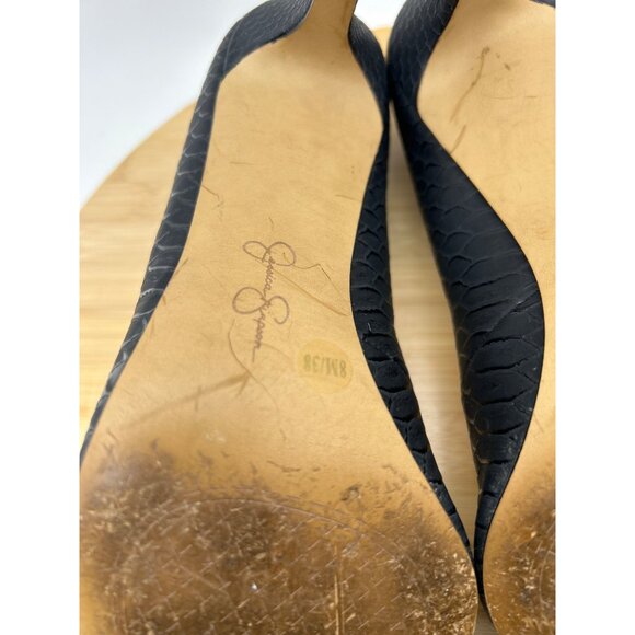 Pointed Toe Pumps Black Snake Print Stiletto Heels Classic Shoes size 8M - Picture 14 of 14